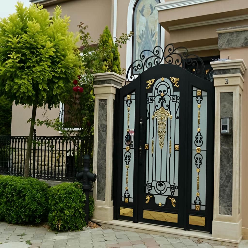 درب حیاط برش لیزری هندسی با الگوی لوزی