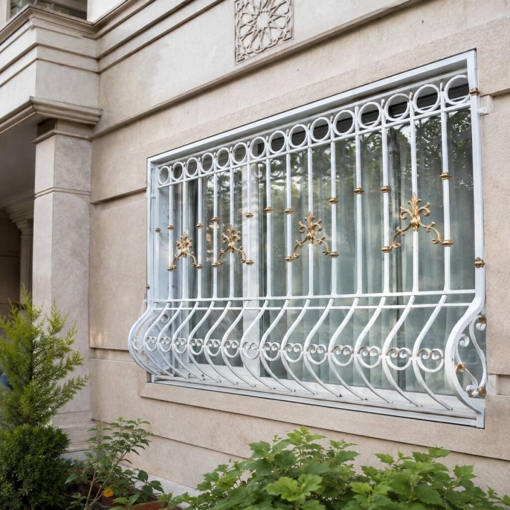 اجرای حفاظ پنجره ثابت پیچ و رولپلاک روی دیوار آجری