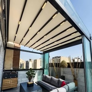 سایبان ریموت دار نمای ساختمان