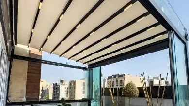 سایبان ریموت دار نمای ساختمان