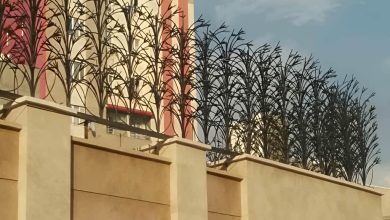 حفاظ روی دیوار حیاط فلزی
