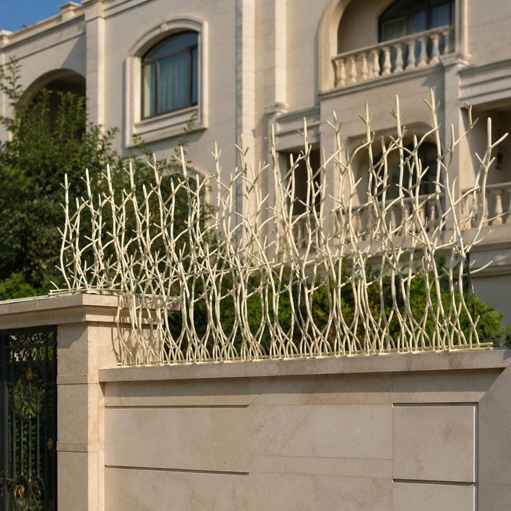 حفاظ دیوار قهوه‌ای هماهنگ با دروازه ورودی