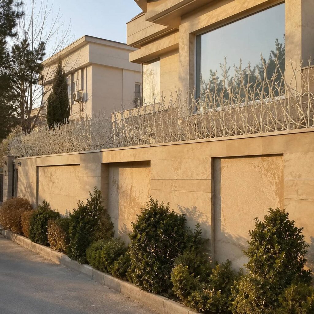 حفاظ دیوار مشکی روی حصار آجری آموزشگاه بیرجند