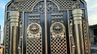 درب حیاط خاکستری ساده در استان یزد