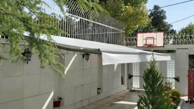 سایبان برقی کرم بالای نیمکت آموزشگاه بجنورد